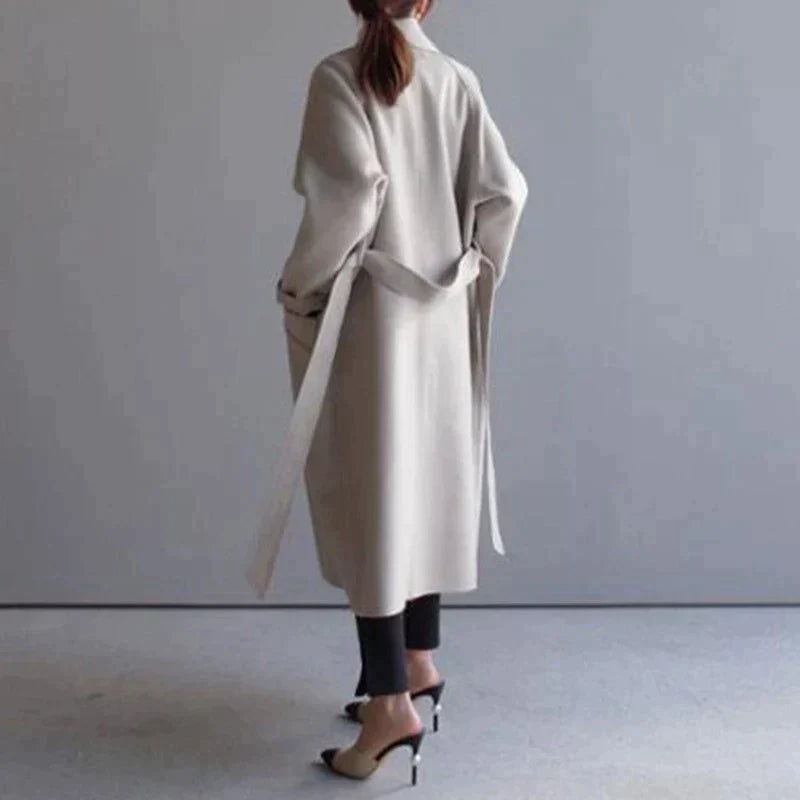 Wool Coat | Oversized | Belt | Long Coat | Women's Wool Overcoat-Fashion Nora