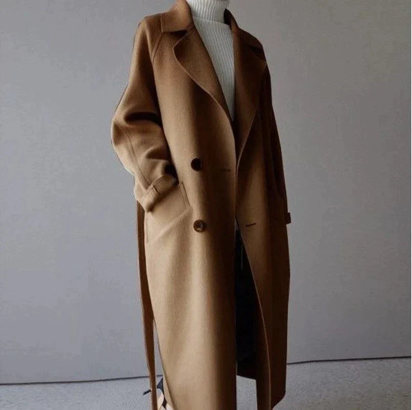 Wool Coat | Oversized | Belt | Long Coat | Women's Wool Overcoat-Fashion Nora