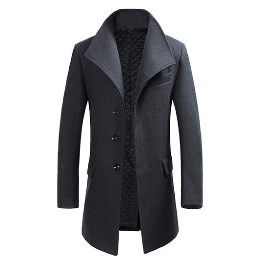 Wool Coat - Single Breasted - Quilted Lining - Long Coat - Winter Jacket Men-Fashion Nora