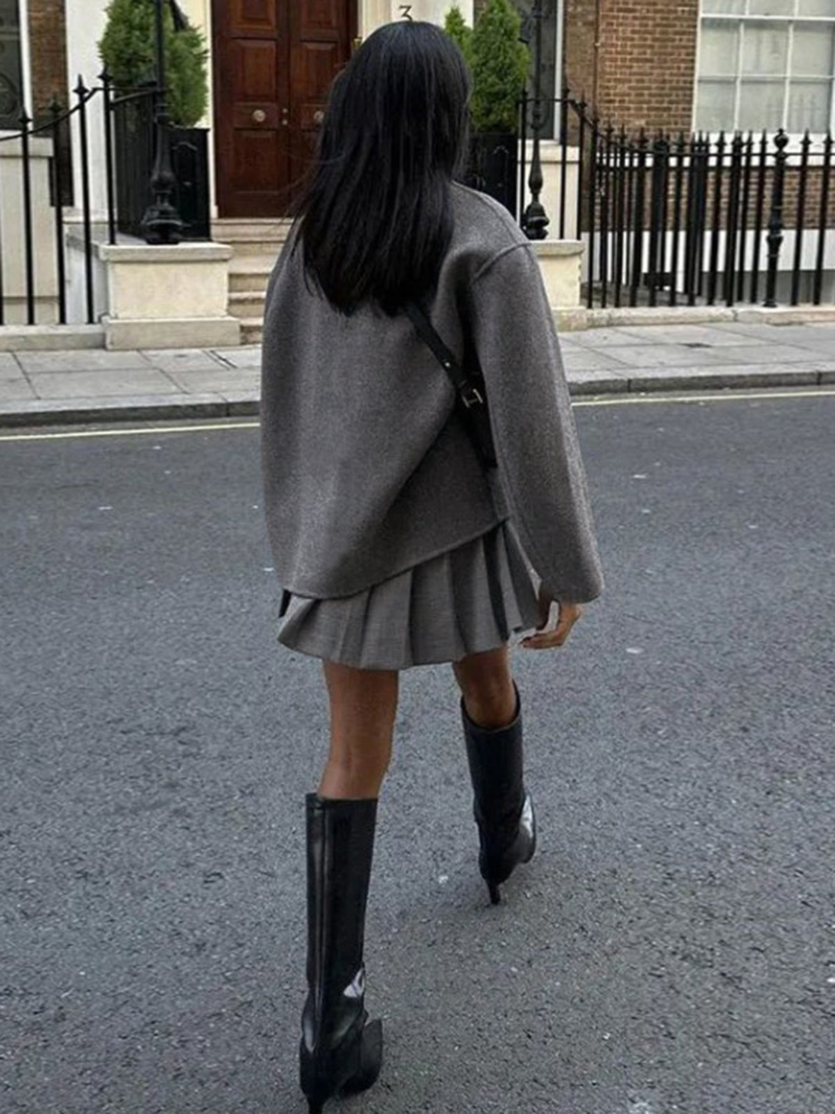 Wool Jacket | Double Breasted | Oversized | Short Wool Trench | Women's Jacket-Fashion Nora