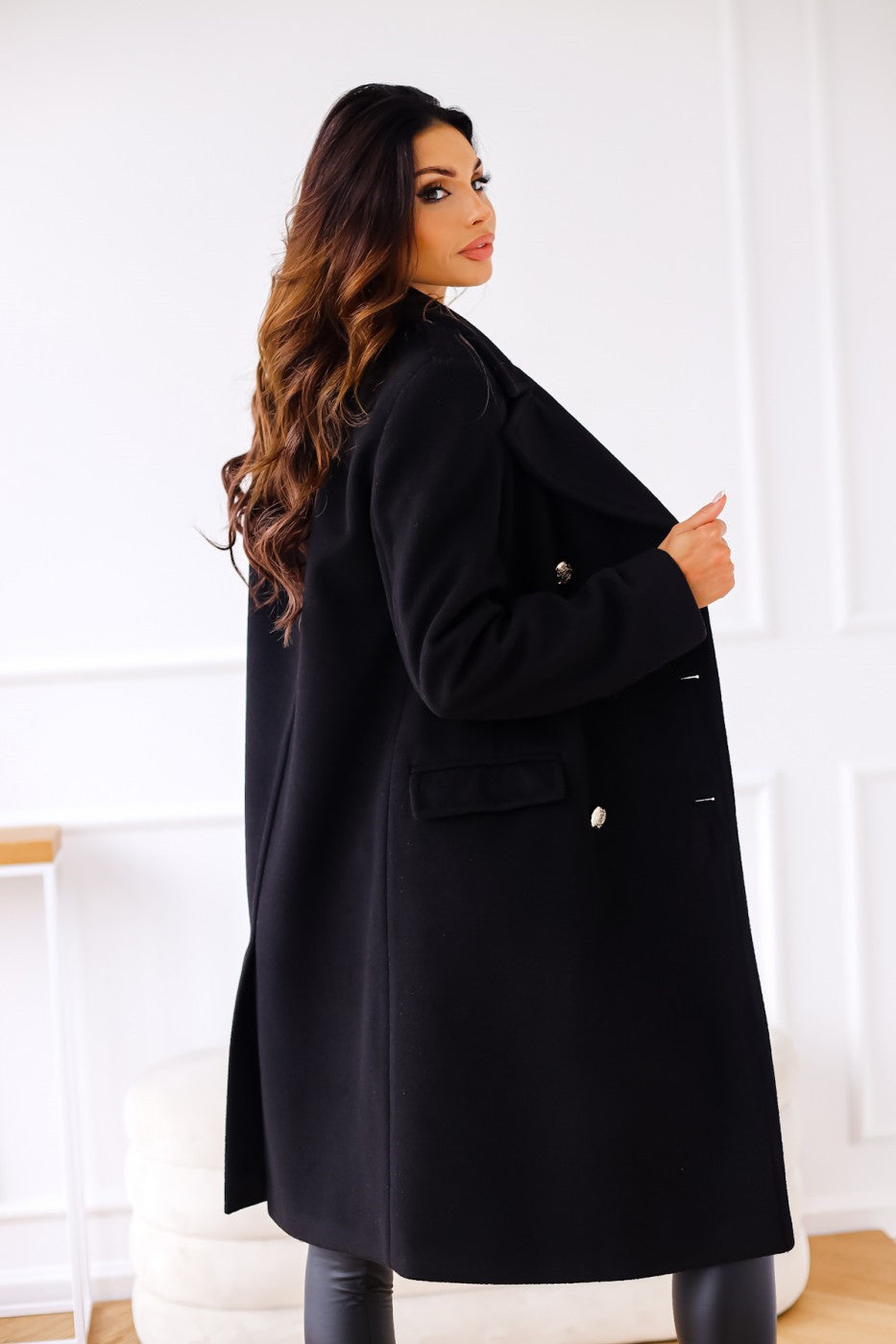 Wool-look Coat - Women's Classic Double Breasted Long Winter Coat-Fashion Nora