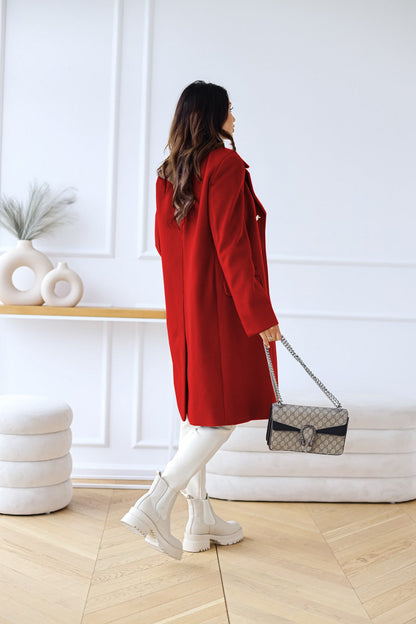 Wool-look Coat - Women's Classic Double Breasted Long Winter Coat-Fashion Nora