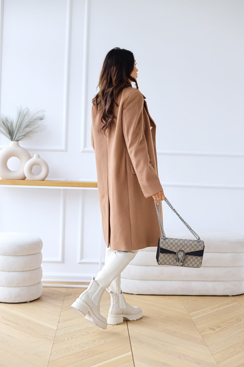 Wool-look Coat - Women's Classic Double Breasted Long Winter Coat-Fashion Nora