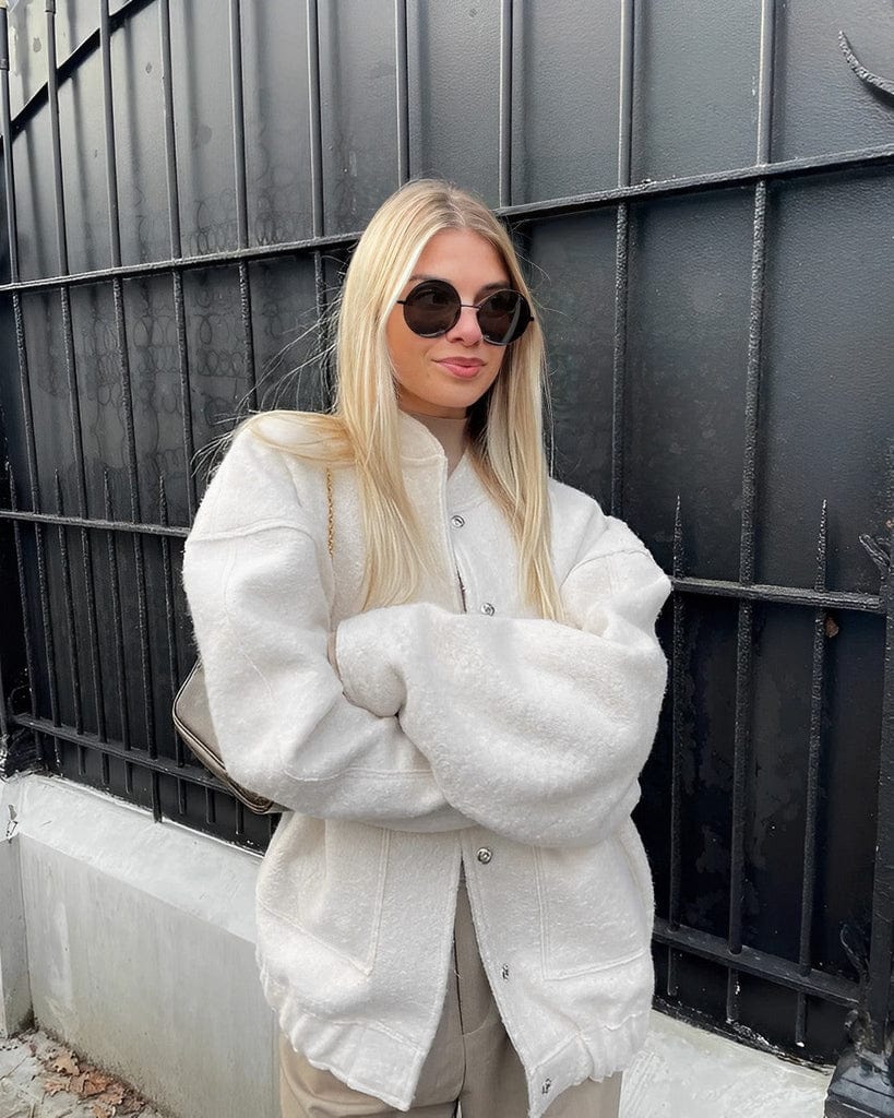 Woolen Jacket - Button-Up - Pockets - Oversized Jacket - Women's Jacket-Fashion Nora