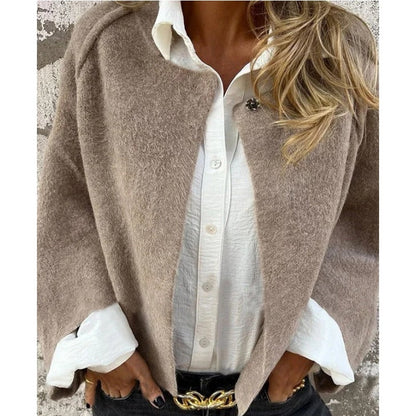 Woolen Jacket - Short - Loose Fit - Autumn Jacket - Women's Clothing-Fashion Nora