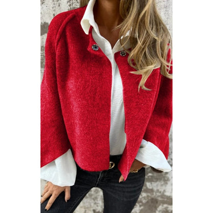 Woolen Jacket - Short - Loose Fit - Autumn Jacket - Women's Clothing-Fashion Nora