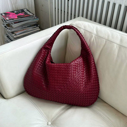 Woven Bag - Women's Zipper Closure Vegan Leather Shoulder Bag-Fashion Nora