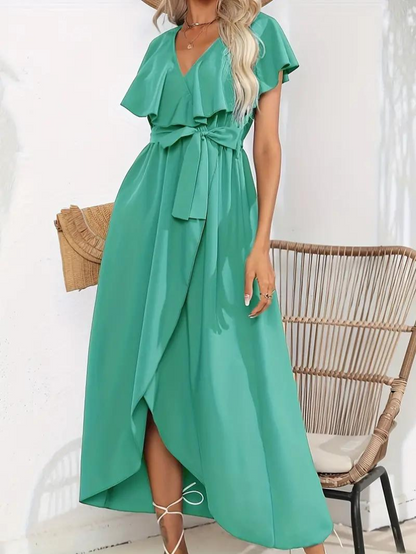 Wrap Dress - Ruffle - Midi - Long Dress - Summer Dress-Fashion Nora