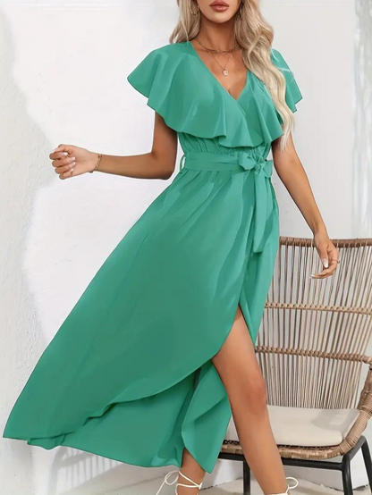 Wrap Dress - Ruffle - Midi - Long Dress - Summer Dress-Fashion Nora