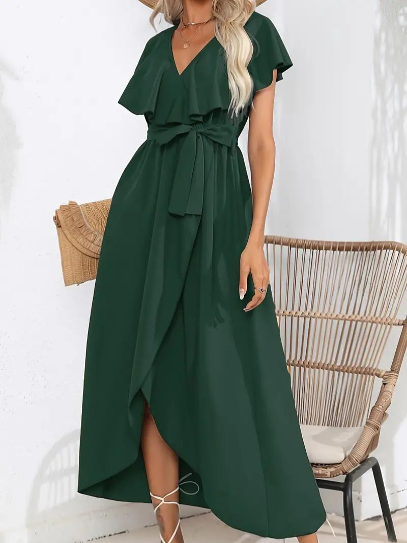 Wrap Dress - Ruffle - Midi - Long Dress - Summer Dress-Fashion Nora