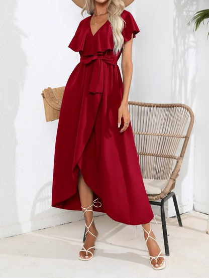 Wrap Dress - Ruffle - Midi - Long Dress - Summer Dress-Fashion Nora